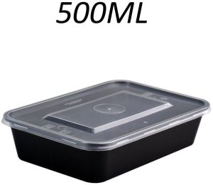 Rectangular 500ml Plastic Black Container