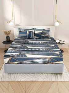 5 Pcs King Size Cotton Printed Bed Sheet Set