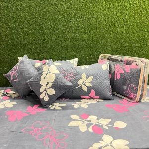 5 Pcs Polycotton Ethnic Print Quilted Bedding Set