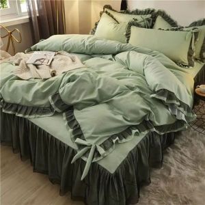 6 Pcs Ruffled Edge Quilted Bedding Set