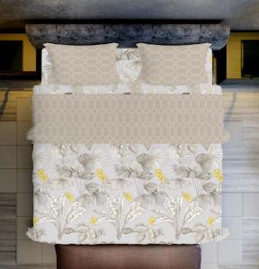 Glace Cotton Double Size Printed Bed Sheet Set with Pillow Covers