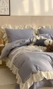 Polycotton Ruffle Lace King Size Bedding Set