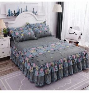 Polycotton Ruffle Lace King Size Bedding Set