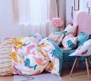Multi Color Dolphins Print Glace Cotton Kids Bed Sheet