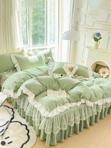 Polycotton Ruffle Lace King Size Bedding Set