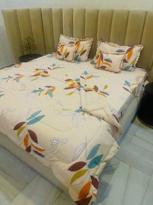 Multicolor Printed Quilted Double Bed Comforter Set