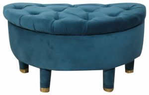 Round Rexine Wooden Pouf Stool