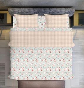 Super Soft Polycotton Printed King Size Bed Sheet Set with Pillow Covers