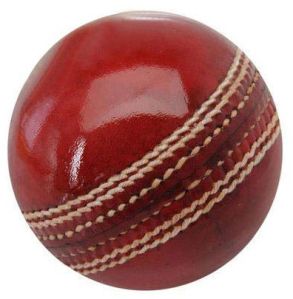 Red and White Leather Cricket Ball