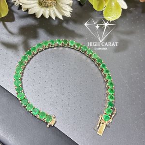 Round Cut Green Fancy Diamond Tennis Bracelet For Her