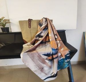 Earth Tone Abstract Art Silk Scarf