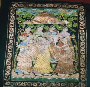 Exquisite Handpainted Gopi Procession Art Painting