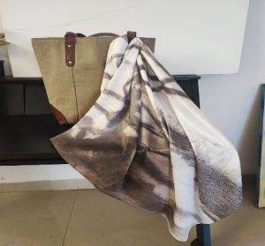 Neutral Abstract Print Art Silk Scarf