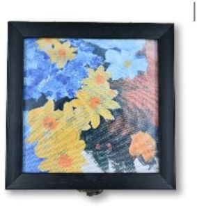 Vibrant Abstract Floral Wooden Photo Frame