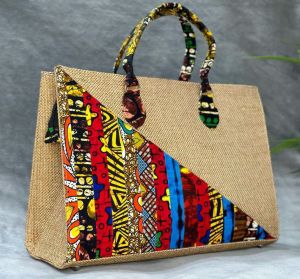 Printed Jute Hand Bag