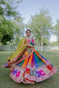 Women\'s Multicolor Cotton Mirror Work Designer Lehenga