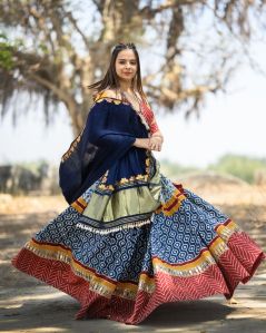 Women\'s Traditional Multicolor Block Print Chaniya Choli Set