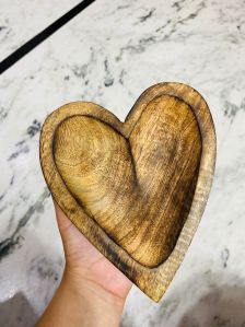 Heart Shape Wooden Candle Bowl
