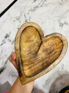 Heart Shape Wooden Candle Bowl