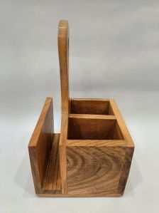 Brown Wooden Cutlery Stand