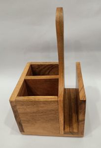 Brown Wooden Cutlery Stand