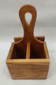 Brown Wooden Cutlery Stand