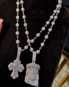 Fully Iced Out Moissanite Silver Pendant