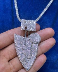 Vvs Moissanite Iced Out Silver Pendant
