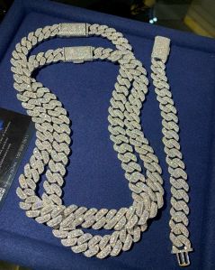 Hip Hop Bling Rapper Silver Chain