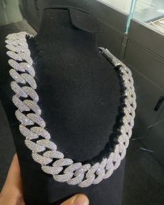 Diamond Iced Out Sterling Silver Chain