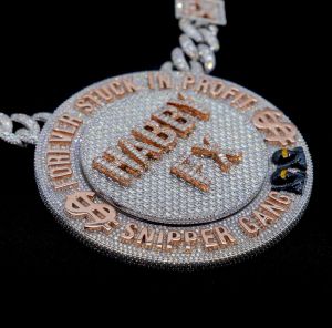 Round Hip Hop Sterling Silver Pendant