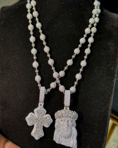 Fully Iced Out Moissanite Silver Pendant