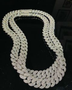 Moissanite Diamond Men Silver Chain