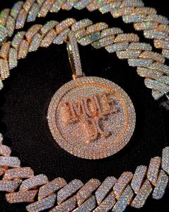 Fully Iced Out Moissanite Round Men Pendant