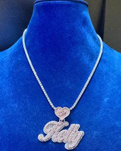 Custome Kelly Moissanite Letter Pendant