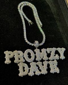 Promzy Dace Silver Iced Out Pendant