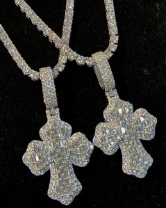 Iced Out Cross Silver Necklace