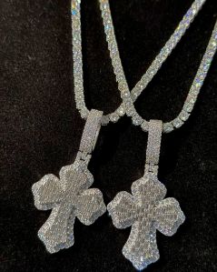 Iced Out Cross Silver Necklace