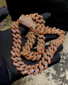 Rose Gold Hip Hop Bling Rapper Chain