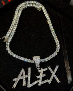 Alex Letter Moisanite Iced Out Pendant