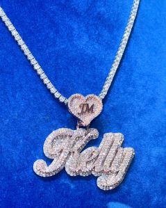 Custome Kelly Moissanite Letter Pendant