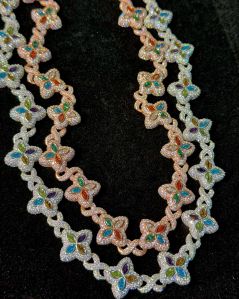 Vvs Moissanite Twisted Multi Colored Silver Necklace