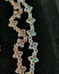 Vvs Moissanite Twisted Multi Colored Silver Necklace