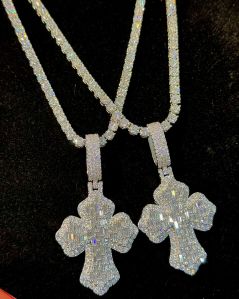 Iced Out Cross Silver Necklace