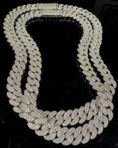 Moissanite Diamond Men Silver Chain