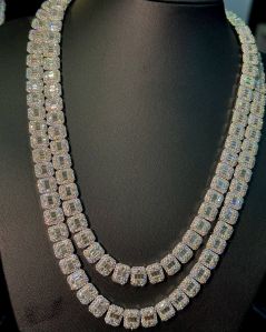 Moissanite Women Silver Chain Necklace