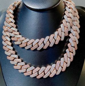 Rose Gold Silver Iced Out Men Chain