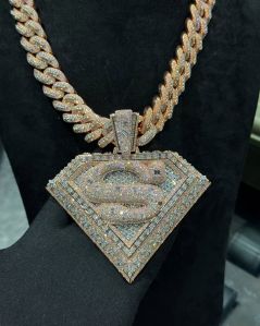 Silver Superman Pendant In Men\'s Chains Pendant