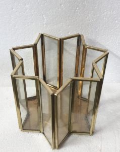 Metal Frame Glass Hurricane Candle Holder