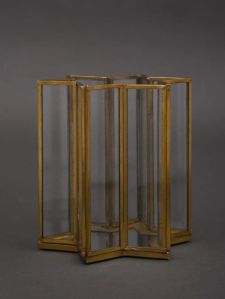 Metal Frame Glass Hurricane Candle Holder
